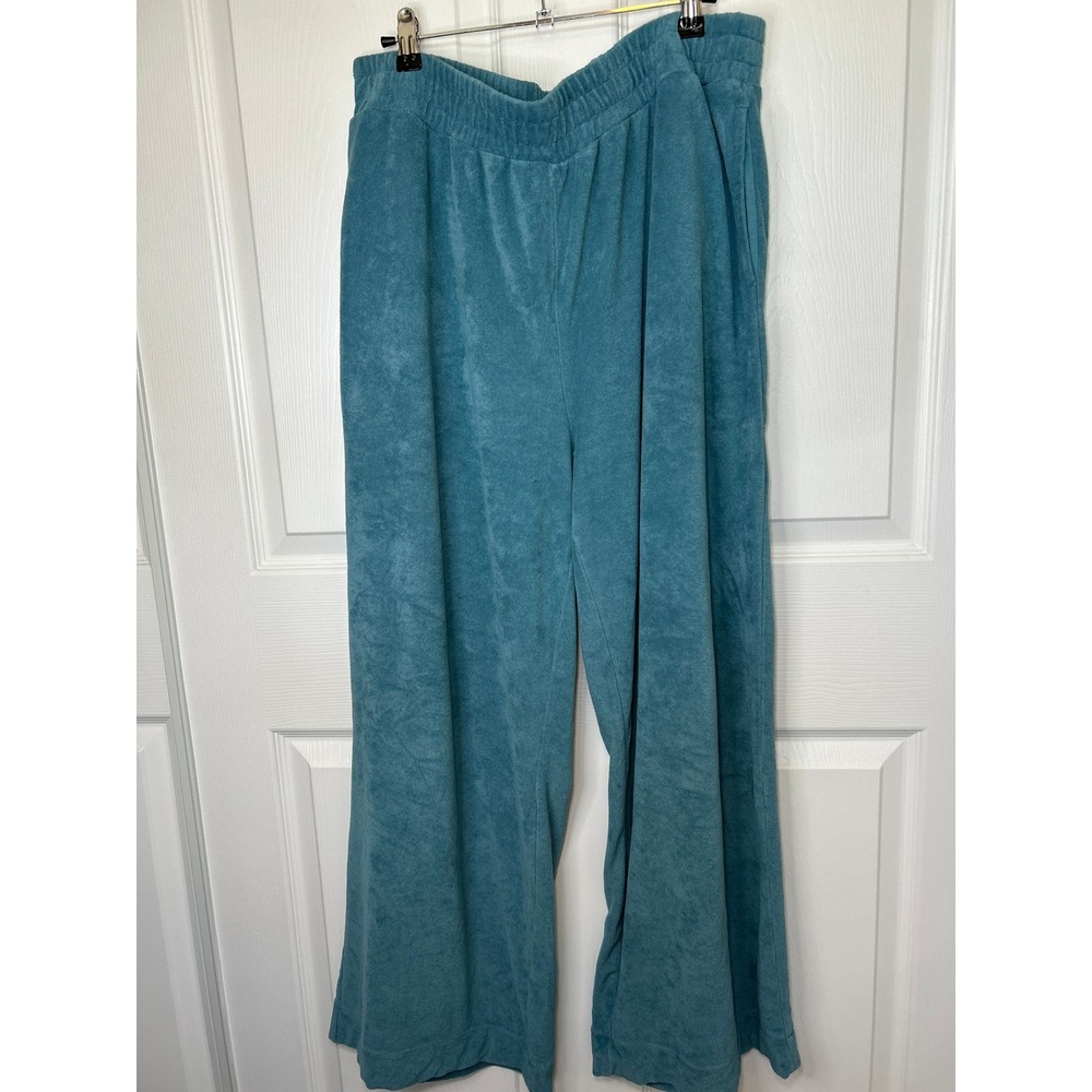 Haven Well Within XL Blue Terry Cloth‎ Lounge Pants Elastic Waist Pockets Comfy